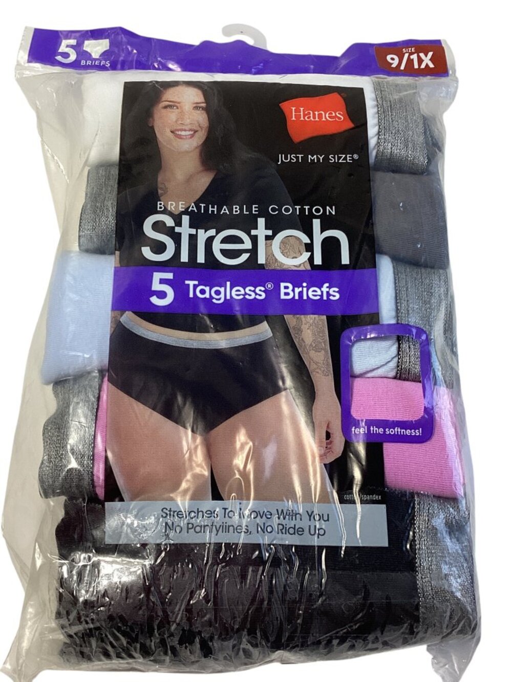Hanes Just My Size Breathable Cotton Stretch Briefs (5-Pack), Size 9/1X